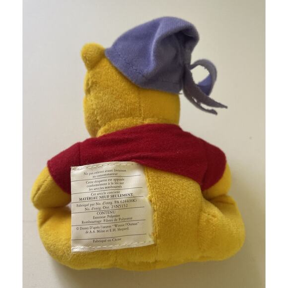 Winnie The Pooh 5” Plush 2001 Night Cap Sleep Hat Disney Rare - Picture 2 of 3